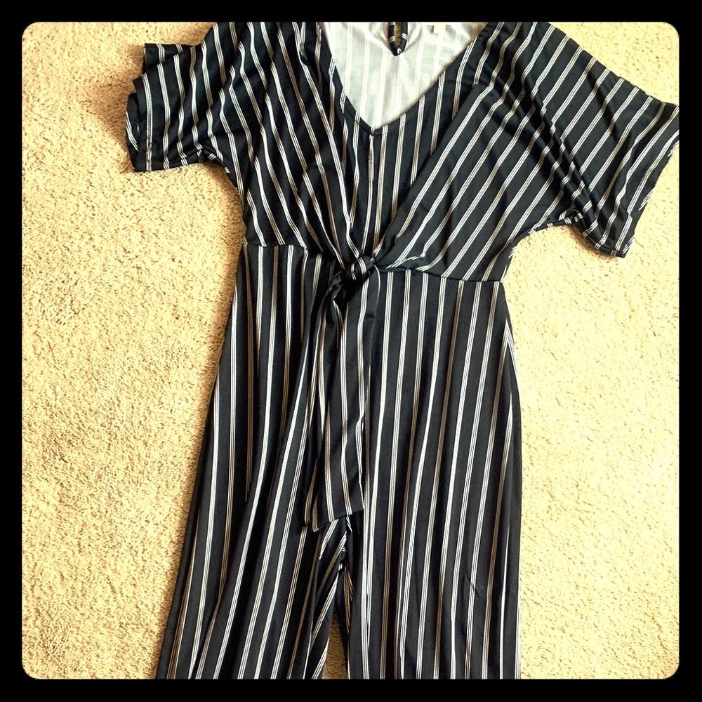 Black and white stripe romper